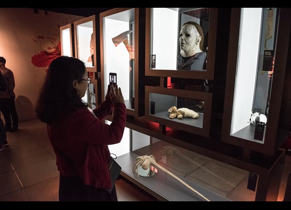 Guest visiting the Michael Myers section at Scared to Death